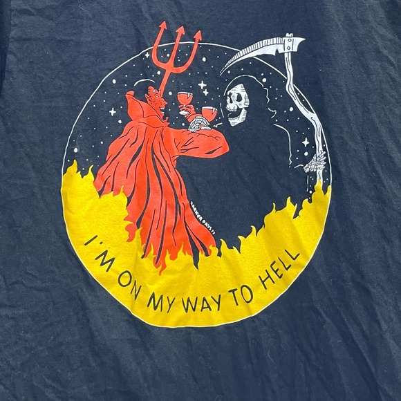 I'm On My Way To Hell T-shirt Medium Hot Topic Black Matter - Picture 4 of 4